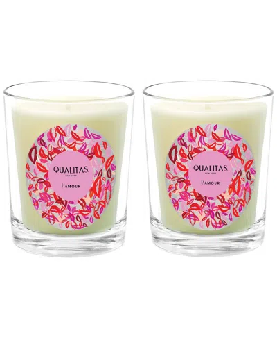 Qualitas Candles L'amour Two Scented Beeswax Candle Set In White