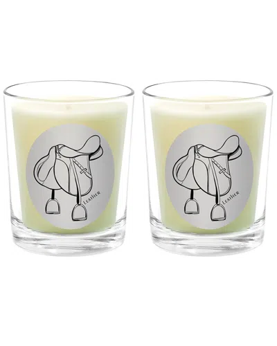 Qualitas Candles Leather Two Scented Beeswax Candle Set In White