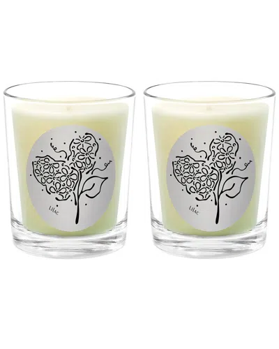 Qualitas Candles Lilac Two Scented Beeswax Candle Set In White