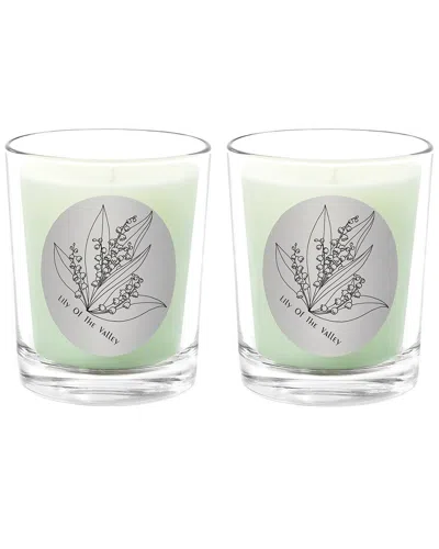 Qualitas Candles Lily Of The Valley Two Scented Beeswax Candle Set In Green