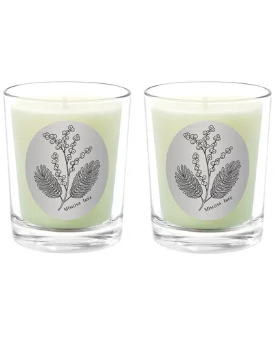 Qualitas Candles Mimosa Tree Two Scented Beeswax Candle Set In Green