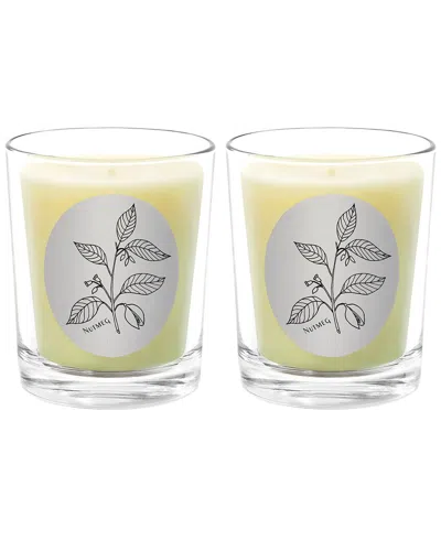 Qualitas Candles Nutmeg Two Scented Beeswax Candle Set In White