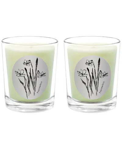 Qualitas Candles Paperwhite Two Scented Beeswax Candle Set In Green