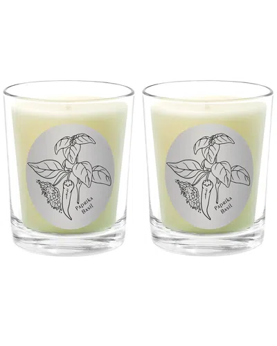 Qualitas Paprika Basil Two Scented Beeswax Candle Set In White