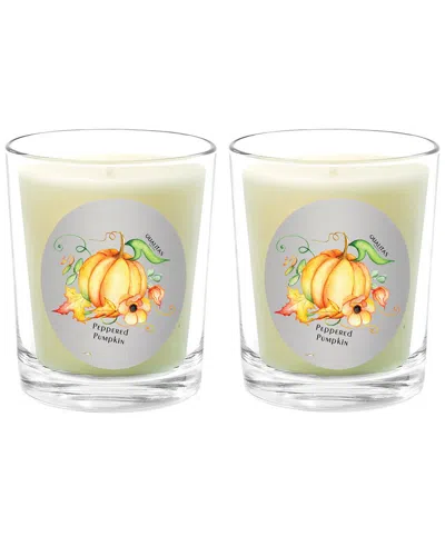 Qualitas Candles Peppered Pumpkin Two Scented Beeswax Candle Set In Green