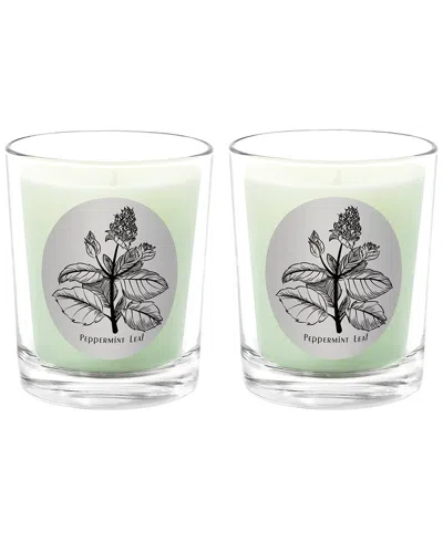 Qualitas Peppermint Leaf Two Scented Beeswax Candle Set In White