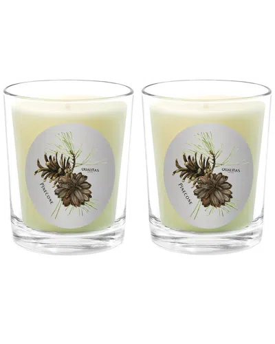 Qualitas Candles Pinecone Two Scented Beeswax Candle Set In Green