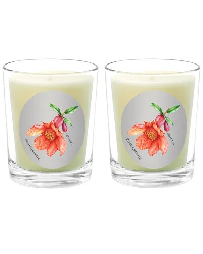 Qualitas Candles Pomegranate Two Scented Beeswax Candle Set In Green