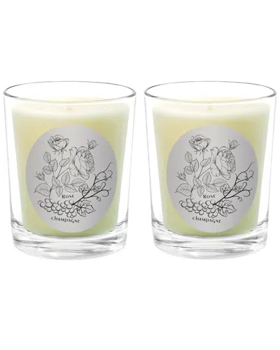 Qualitas Candles Rose Champagne Two Scented Beeswax Candle Set In White
