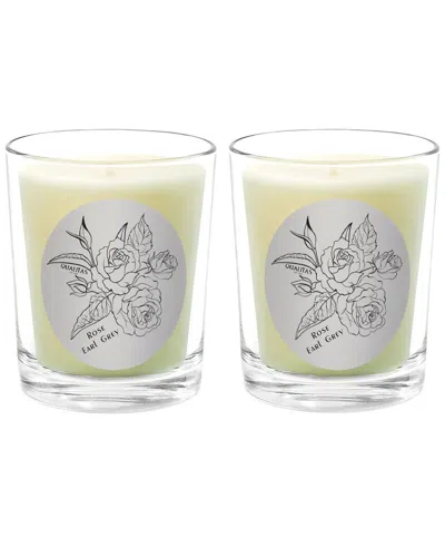 Qualitas Candles Rose Earl Grey Two Scented Beeswax Candle Set In White