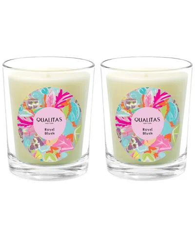 Qualitas Royal Blush Two Scented Beeswax Candle Set In White