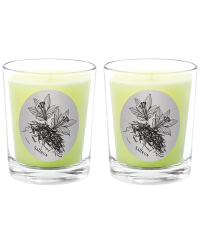 Qualitas Candles Saffron Two Scented Beeswax Candle Set In Green