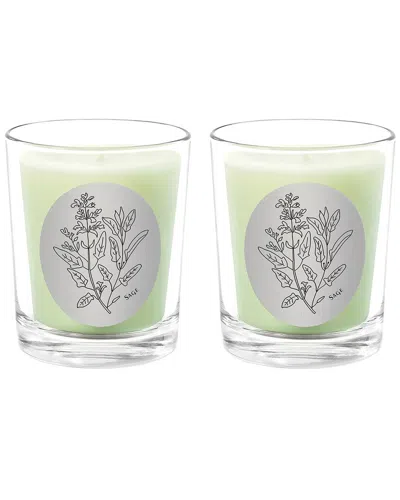 Qualitas Candles Sage Two Scented Beeswax Candle Set In Green