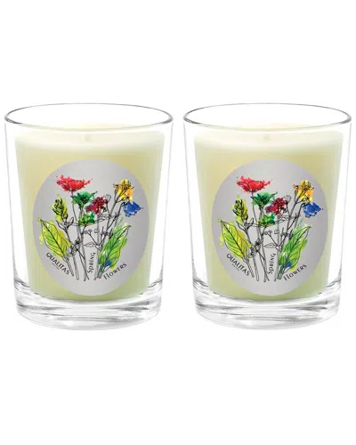Qualitas Candles Spring Flowers Two Scented Beeswax Candle Set In Multi