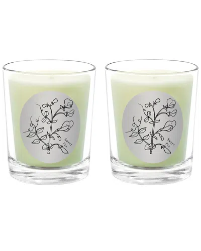 Qualitas Candles Sweet Pea Two Scented Beeswax Candle Set In Green