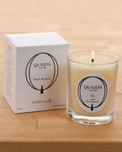 Qualitas Candles Tea 6.5oz Beeswax Candle In White