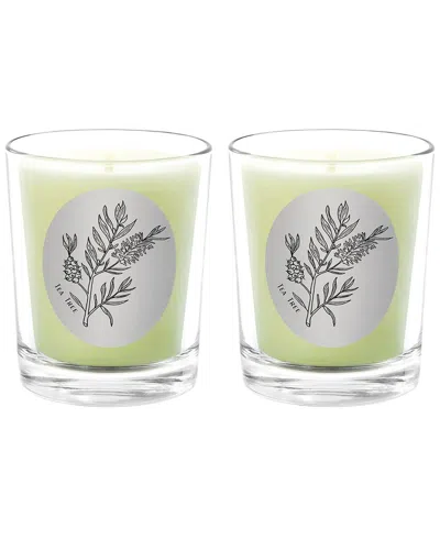 Qualitas Candles Tea Tree Two Scented Beeswax Candle Set In White