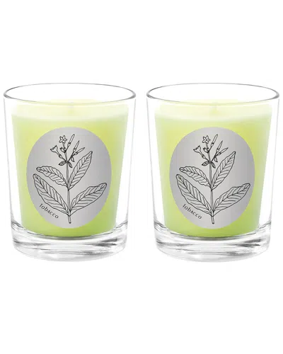 Qualitas Candles Tobacco Two Scented Beeswax Candle Set In Green