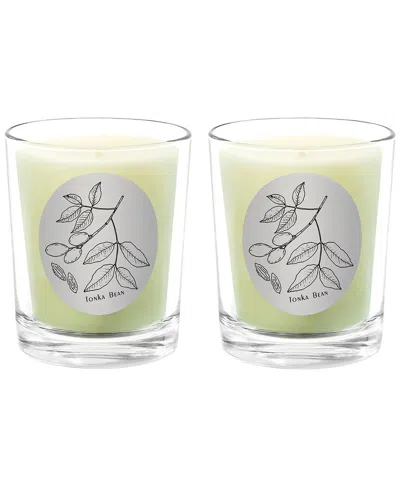 Qualitas Candles Tonka Bean Two Scented Beeswax Candle Set In Green