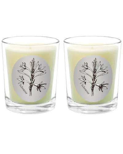 Qualitas Candles Tuberose Two Scented Beeswax Candle Set In White