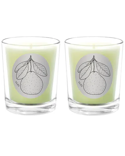Qualitas Candles Yuzu Two Scented Beeswax Candle Set In Green
