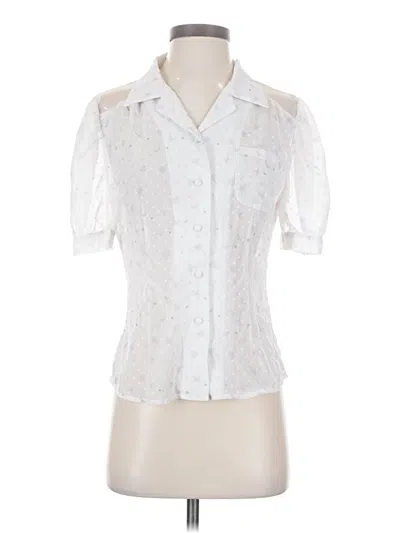 Pre-owned Quanta Du Soleil Short Sleeve Blouse In White