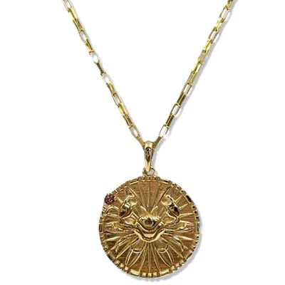 Quartz & Canary Women's Gold / Pink Papyrus Zodiac Vermeil Cancer Pendant In Multi