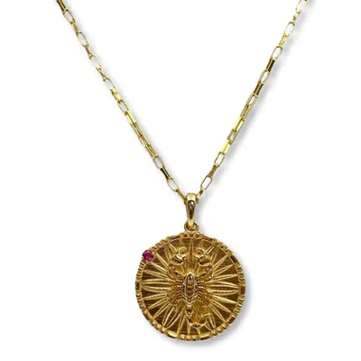 Quartz & Canary Women's Gold / Red Papyrus Zodiac Vermeil Scorpio Pendant In Multi