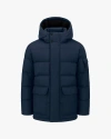 Quartz Co. Alexander | Hooded Recycled Down Winter Jacket In Blue