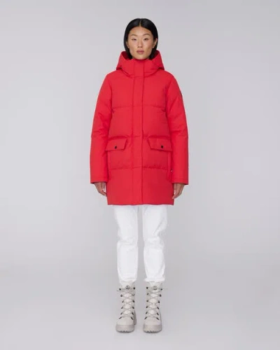 Quartz Co. Chloe | Hooded Down Winter Jacket In Fiery Red