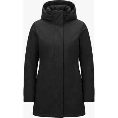 Quartz Co. Genia | Hooded Down Winter Jacket In Black