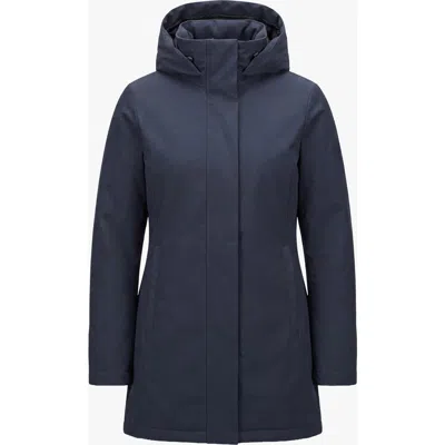 Quartz Co. Genia | Hooded Down Winter Jacket In True Navy