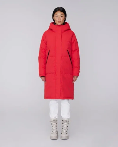 Quartz Co. Ines | Hooded Down Winter Jacket In Fiery Red