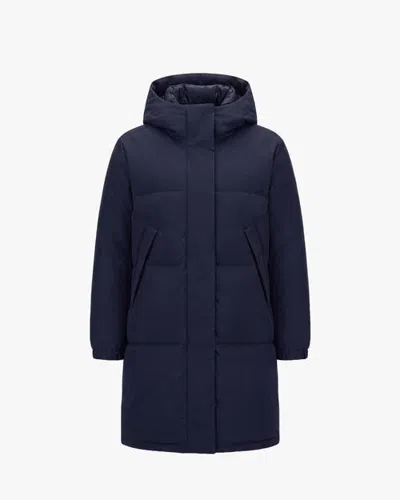 Quartz Co. Ines | Hooded Down Winter Jacket In True Navy