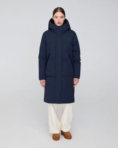 Quartz Co. Ines | Hooded Down Winter Jacket In True Navy