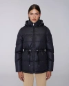 Quartz Co. Isabela | Lightweight Hooded Waisted Down Jacket In Black