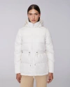 Quartz Co. Isabela | Lightweight Hooded Waisted Down Jacket In Ivory