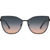 Quay 55mm In Pursuit Cat Eye Sunglasses In Black/smoke Coral