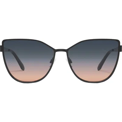 Quay 55mm In Pursuit Cat Eye Sunglasses In Black/smoke Coral
