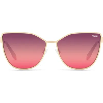 Quay 55mm In Pursuit Cat Eye Sunglasses In Gold/purple
