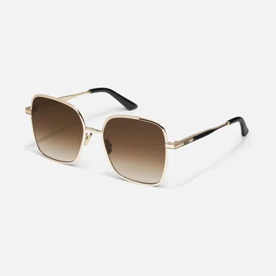 Quay 5th Ave In Gold,brown Polarized