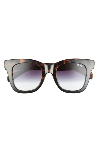 Quay Australia After Hours 50mm Square Sunglasses In Tort Black/black Fade Lens