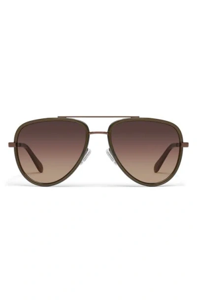 Quay All In Medium 56mm Aviator Sunglasses In Olive/dark Fawn