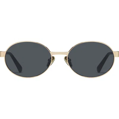 Quay Anyways 56mm Round Sunglasses In Gold/smoke