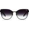 Quay 55mm In Pursuit Cat Eye Sunglasses In Black/smoke Fade Lens