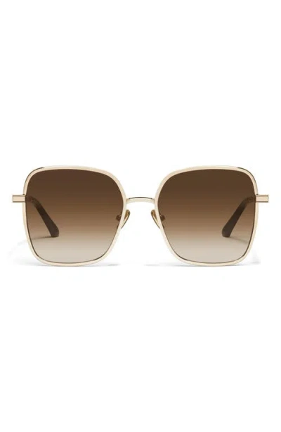 Quay Australia 5th Ave 56mm Gradient Square Sunglasses In Gold / Brown