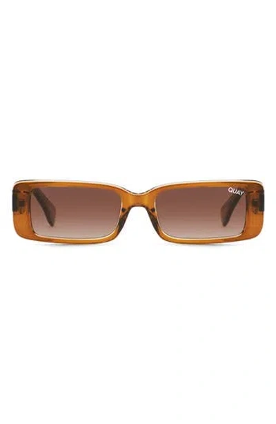 Quay Australia Art School 36mm Rectangle Sunglasses In Brown