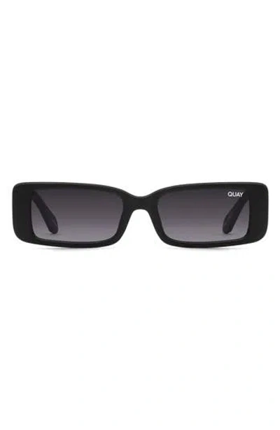 Quay Australia Art School 36mm Rectangle Sunglasses In Black