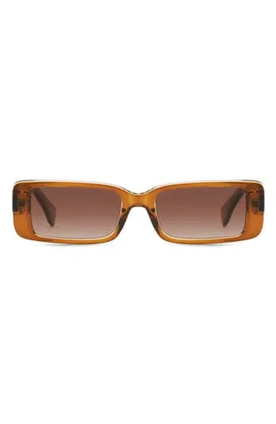 Quay Australia Art School 36mm Rectangle Sunglasses In Brown