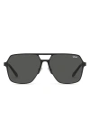 Quay Australia Backstage Pass 52mm Aviator Sunglasses In Brushed Silver,smoke Polarized